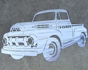 Classic 1950s Ford Pickup Plasma Cut Metal Sign