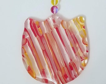 Fused Glass Red and Yellow Tulip Suncatcher
