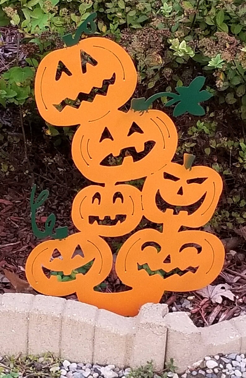 Plasma Cut Metal Art Pumpkins With Leaves Garden Stakes UNPAINTED - Etsy