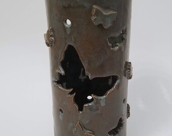 Stoneware Ceramic Butterfly Pillar Candle Holder