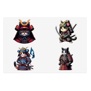 samurai cat Sticker Sheets,Cat StickerCat Character,Cute Cat,Japanese cat,shogun,bushi,samurai