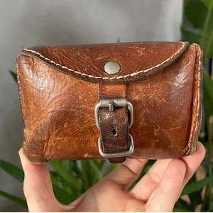 Cartera de cuero vintage para motorista, Riñonera, Riñonera, Bolso para ciclismo, Monedero de cuero marrón desgastado, Almacenamiento de herramientas, Minibolso para bicicleta, Accesorio para bicicleta