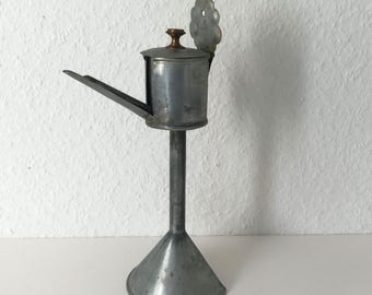 Vintage high metal kerosene lamp with spout, Rare old oil lamp, Primitive lighting, Rustic decor, Table decor, Wall decor