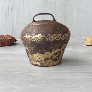 Vintage brass bell, Shabby chic bell, Collectible bell, Country garden decor, Oval bell, Rustic home decor, Boho brass ornament bell
