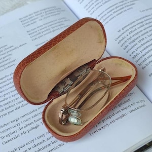 Occhiali vintage pieghevoli con custodia, Occhiali da lettura, Accessorio retrò, Occhiali vecchi con lenti piccole, Occhiali unisex, Montatura per occhiali