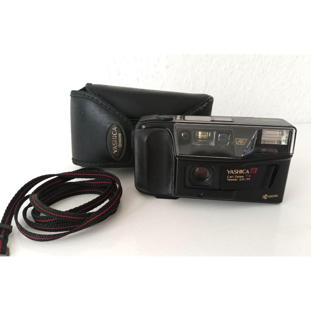 Buy Vintage Yashica T3 Film Camera: Zeiss 35mm Lens, With Case Battery  Online in India