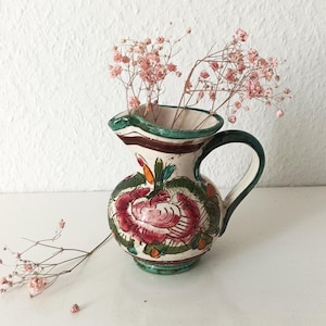 Vintage Hand-Painted Ceramic Jug: Art Pottery Flower Vase