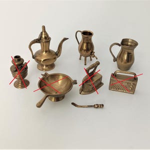 Vintage Messingminiaturen, Puppenhaus Zubehör, kleine Figur, Metallobjekt Küche Puppengarten, Sammlerstück Messingminiatur