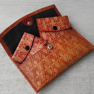 Conjunto vintage de 3 monederos, Cartera grande de piel marrón beige con billete, Monedero pequeño, Accesorio bohemio para mujer, Regalo para mamá