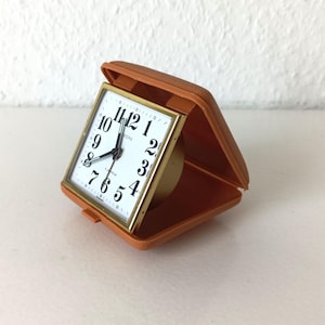 Vintage folding gold alarm clock, Working mechanical retro clock Europe, Table clock, Travel alarm clock, Home decor, Bedroom decor