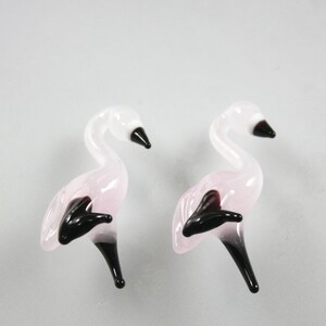 RC Art Glass Lampwork Glass Light Rose Pink Flamingo Bird Beads Bead image 2