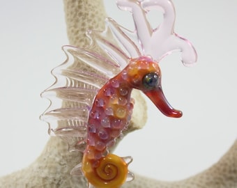 Lampwork Glass Boro Seahorse Pendant Focal Bead Nautical Miniature Sealife Sculpture RC Art Glass
