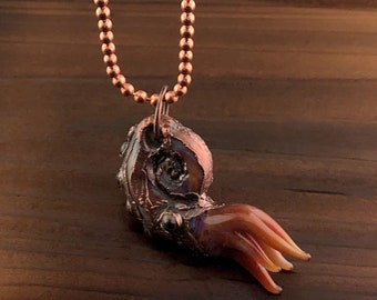 Lampwork-Electroformed-Glass-Boro-Deep Sea Nautilus-Sea Creature-Necklace-Pendant-Bead-Ammonite-Armored Nautilus Pendant-Lampwork Glass