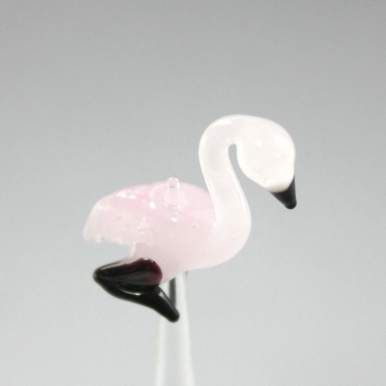 RC Art Glass Lampwork Glass Light Rose Pink Flamingo Bird Beads Bead image 4