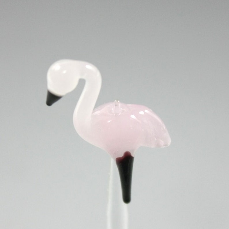 RC Art Glass Lampwork Glass Light Rose Pink Flamingo Bird Beads Bead image 5