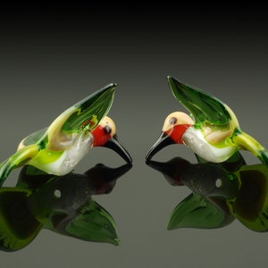 Hummingbird Bead-RC Art Glass-Lampwork Beads-Glass-Ruby Throat Throated  Hummingbird-Miniature Bird Beads-Lampwork Glass Beads-Handmade