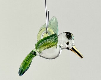 Hummingbird Ornament Glass RC Art Glass Lampwork Glass Hummingbird Hanging Ornament Figurine Sculpture Suncatcher Humming Bird