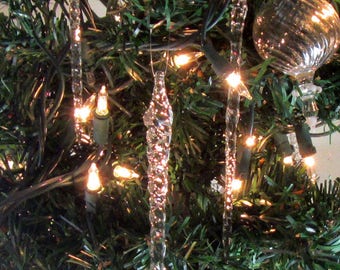 Icicle Ornaments-12 Handmade Glass-Icicle-Christmas Ornaments-Ornament-icicles-Glass-Handblown Ornament-Ornament-Christmas Tree Ornaments