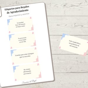 Étiquettes de remerciement imprimables – 12 étiquettes PDF en espagnol – Cadeaux pour amis, enseignants, événements, jolis détails