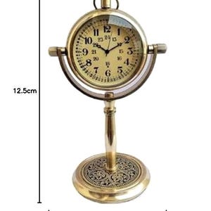 Engraved Brass Table Clock 5-Inch Vintage Desk Decor