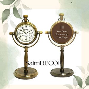 Engraved Bronze Anniversary Gift Table Clock – Personalized 4th Anniversary Desk Clock for Husband, Wife, or Boyfriend By SaimDECOR