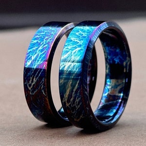 Handcrafted Titanium Ring: Colorful Anodized Pattern, Comfort Fit
