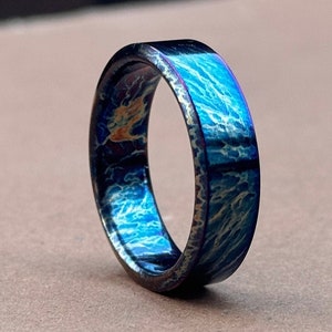 Unique Titanium Ring Colorful Random Titanium Pattern Heat Anodized Handcrafted Titanium Ring For Men Personalized Gift Anniversary Gift Her