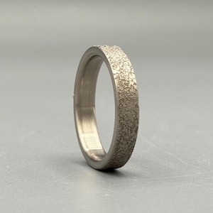Handcrafted Titanium Ring: Rock Hammered Minimalist Wedding Band