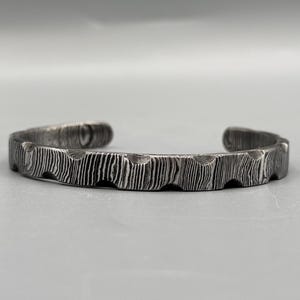 Handmade Damascus Steel Cuff Bracelet: Forged Viking Bangle