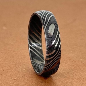 Handmade Damascus Steel Ring: Unique Promise Ring for Him