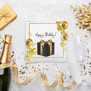 Gold Birthday Napkins - Happy Birthday Napkins - Birthday Party Supplies