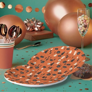 Halloween Party Paper Plates - Custom Paper Party Supplies - Personalized Party Tableware