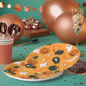Halloween Party Plates Set: Spooky Ghost & Pumpkin Designs