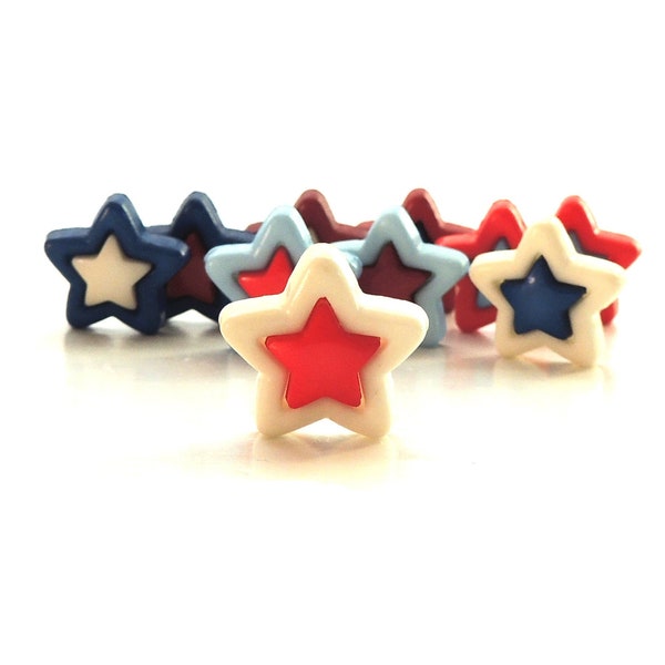 Red White and Blue Star Buttons by Buttons Galore // Novelty Patriotic Embellishments