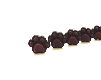 Pet Dog Cat Craft Sewing Novelty Buttons Set of 4 White on Black Paw Print