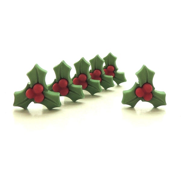 Holly Buttons by Buttons Galore // Christmas Holiday Embellishments