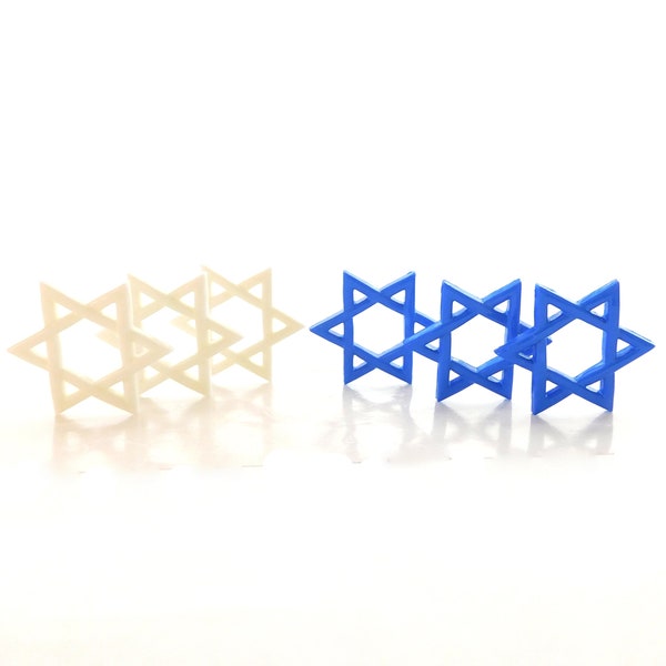 Star of David Embellishments by Let's Get Crafty / Jewish Craft Supplies - Set of SIX - Blue and/or White