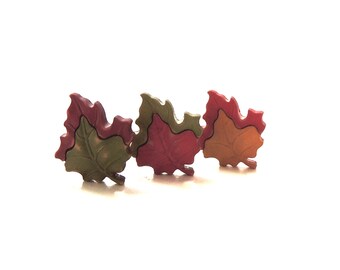 MU FALL FOLIAGE Autumn Leaves Leaf Forest Tree Novelty Flat-backed Craft Buttons