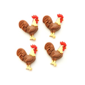 Rooster Flat Back Embellishments / Farm Animal Bird Flatback Decorations Set of FOUR image 6