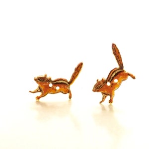 Chipmunk Buttons by Dill / Woodland Creature Sew Through Embellishments - Set of TWO