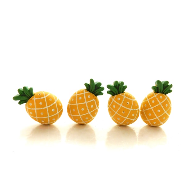 Yellow Pineapple Flat Back Embellishments / Fruit Produce Flat Back Decorations - Set of FOUR