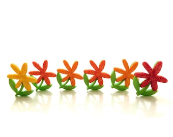 Sunburst Flower Buttons by Dress It Up // Novelty Flower Spring Crafts Embellishments - Set of SIX