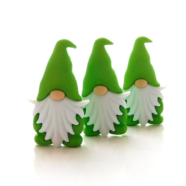 Green Gnome Buttons by Let's Get Crafty // Fairy Friends Craft Embellishments - Set of THREE or SIX