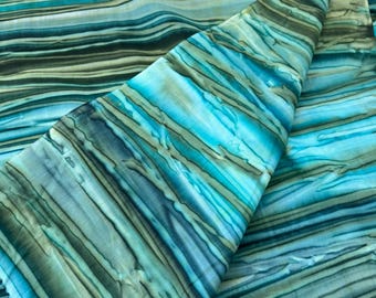 Robert Kaufman Bluegrass Patina Handpaint Batik Fabric -- 1 yard cut