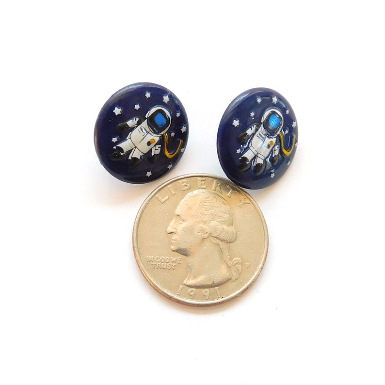 Medium Astronaut Buttons by Dill / Outer Space Career Embellishments Set of TWO image 10