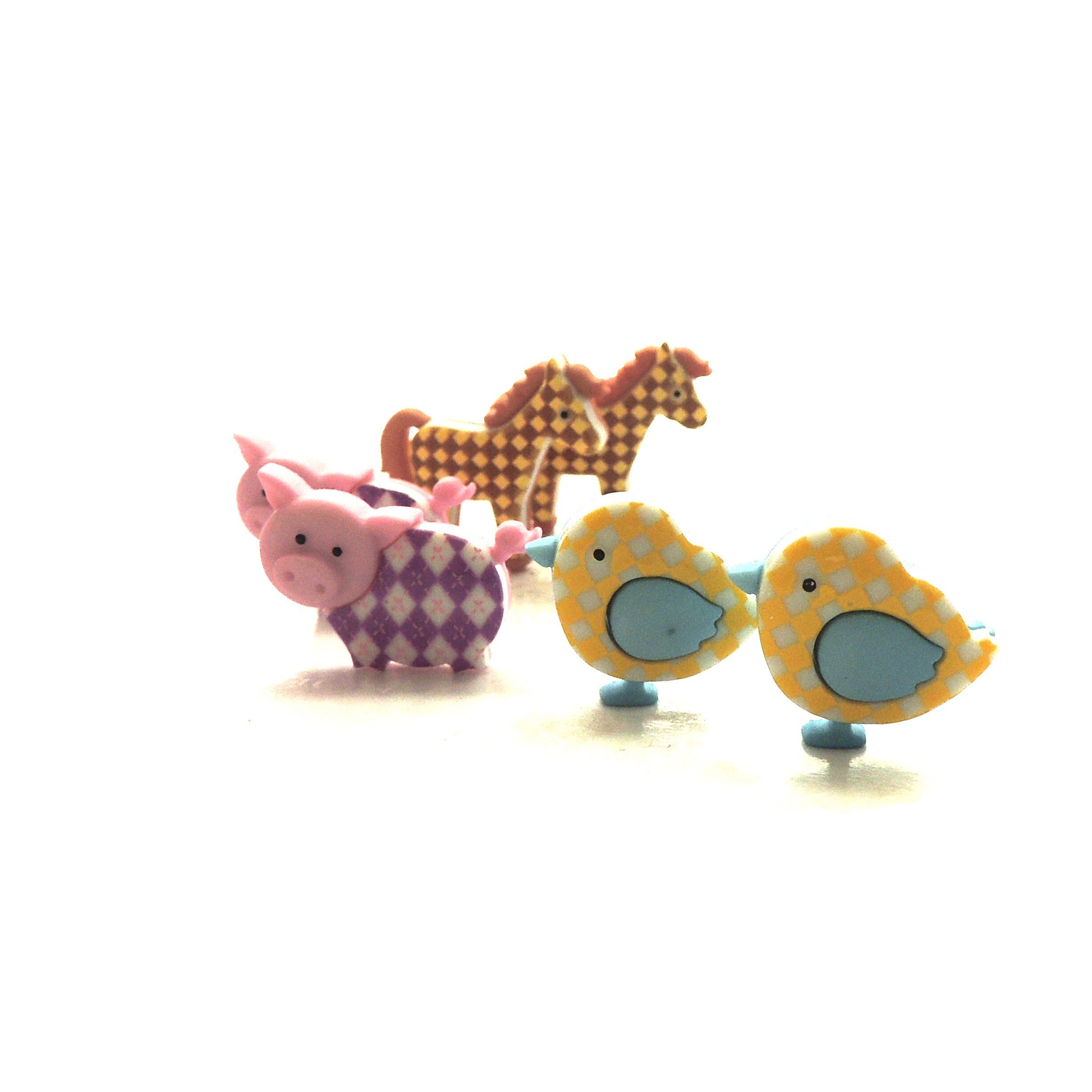 Funky Farm Buttons by Dress it Up / Jesse James Cow Horse Pig Etsy