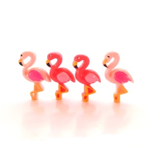 Flamingo Flat Back Embellishments by Shelly's Buttons / Animal Bird Flatback Decorations - Set of FOUR