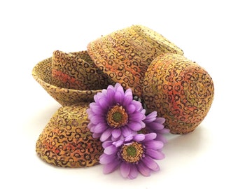 Mustard and Eggplant Bowl / Handmade Coiled Fabric Basket  / Cotton Pottery