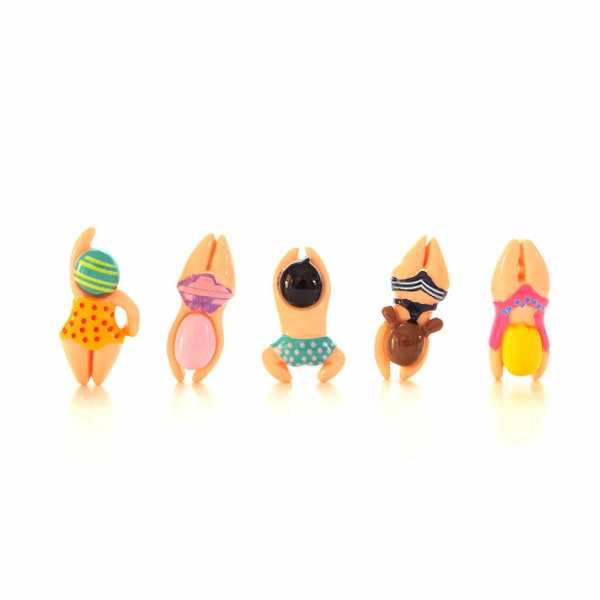 Pool Party Flat Back Embellishments / Swimming Flatback Resin Cabochons - Set of FIVE