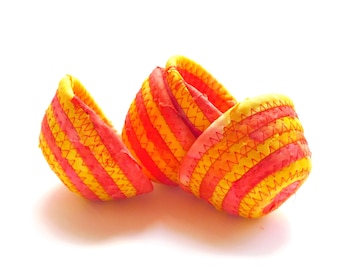 Teeny Tiny Red and Yellow Bowl / Small Coiled Clothesline Rope Basket